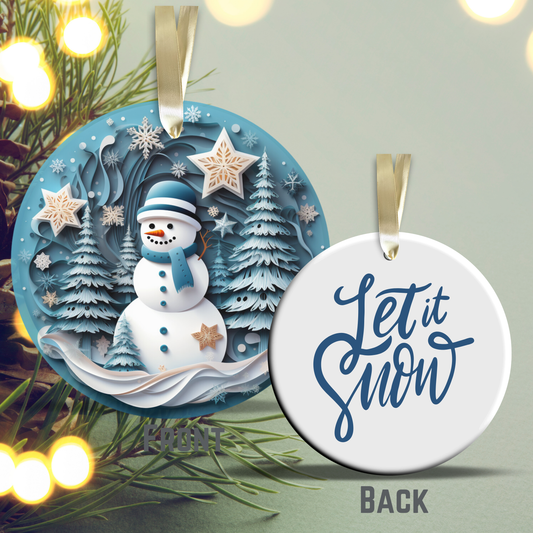 Let It Snow Snowman Ceramic Ornament 27-15