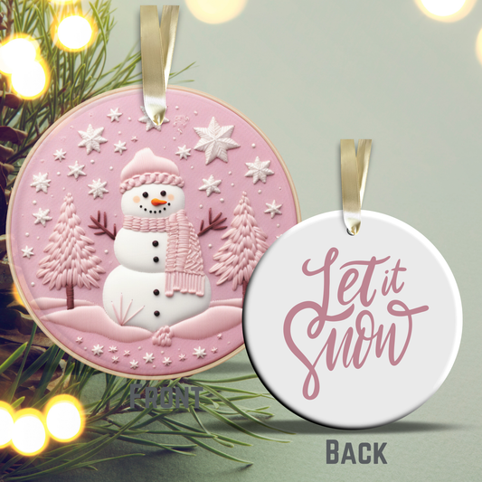 Let It Snow Snowman Ceramic Ornament 27-16