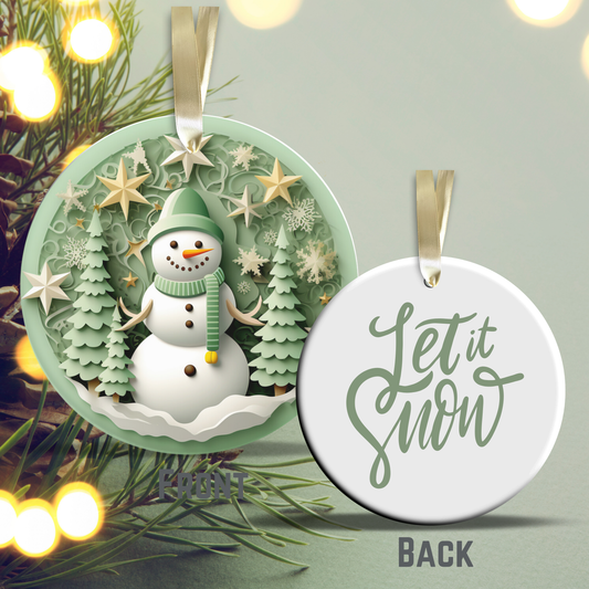 Let It Snow Snowman Ceramic Ornament 27-17