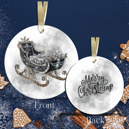 Gothic Christmas Decor Monochrome Black and White Ceramic Ornament 65-36