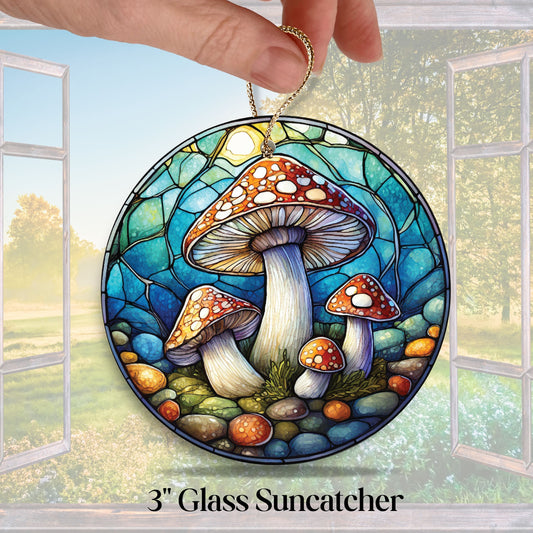 Glass Suncatcher Stained Glass 89-01 Mushrooms