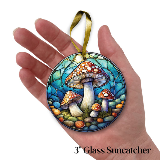 Glass Suncatcher Stained Glass 89-01 Mushrooms