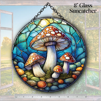 Glass Suncatcher Stained Glass 89-01 Mushrooms