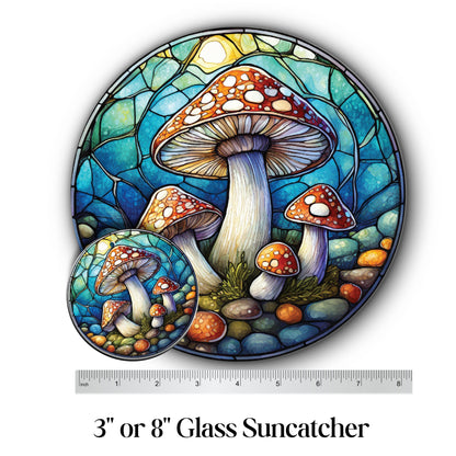 Glass Suncatcher Stained Glass 89-01 Mushrooms