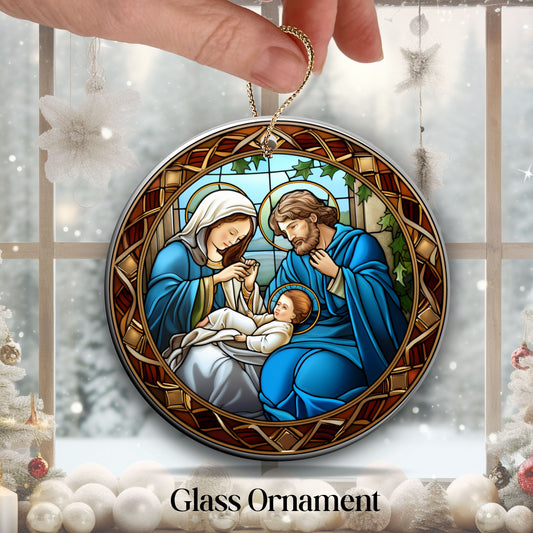 Nativity Faux Stained Glass Christmas Ornament 185