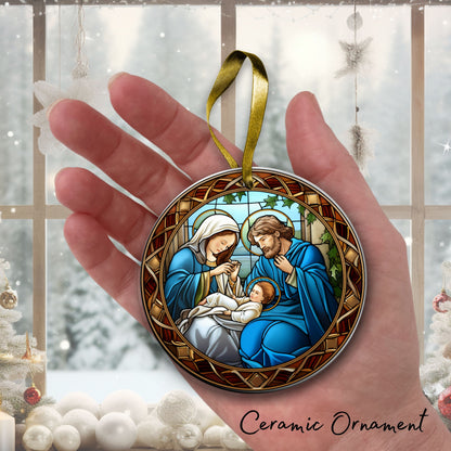 Nativity Faux Stained Glass Christmas Ornament 185