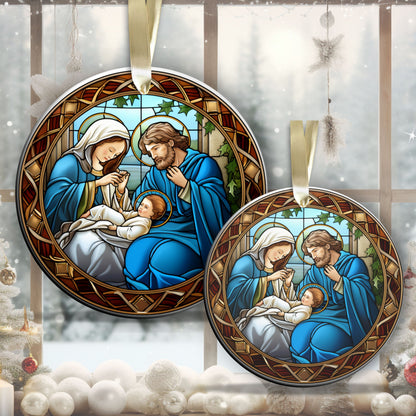 Nativity Faux Stained Glass Christmas Ornament 185