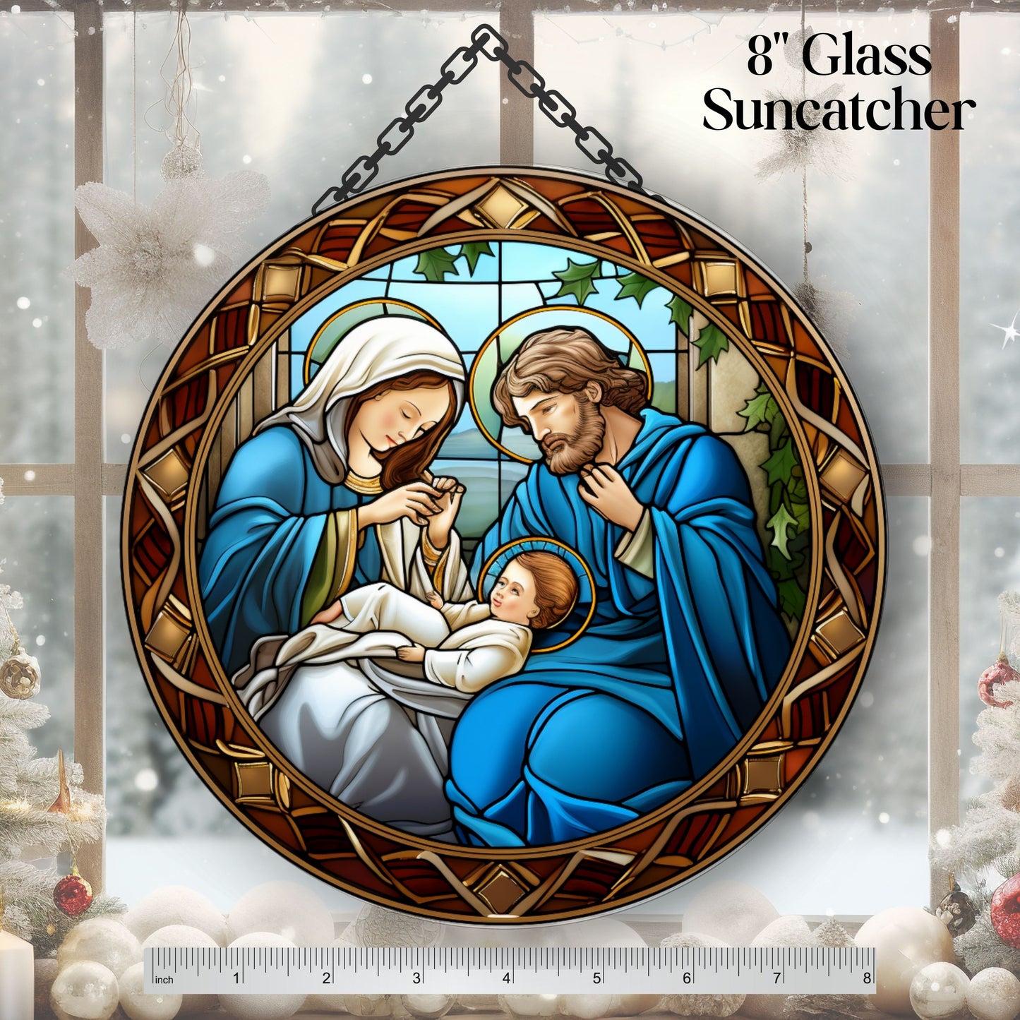 Nativity Faux Stained Glass Christmas Ornament 185