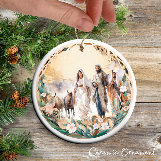Christmas Nativity Ceramic Ornament 107-04 Mary & Joseph going to Bethlehem