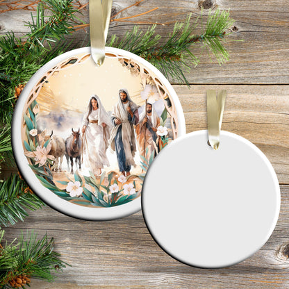 Christmas Nativity Ceramic Ornament 107-04 Mary & Joseph going to Bethlehem