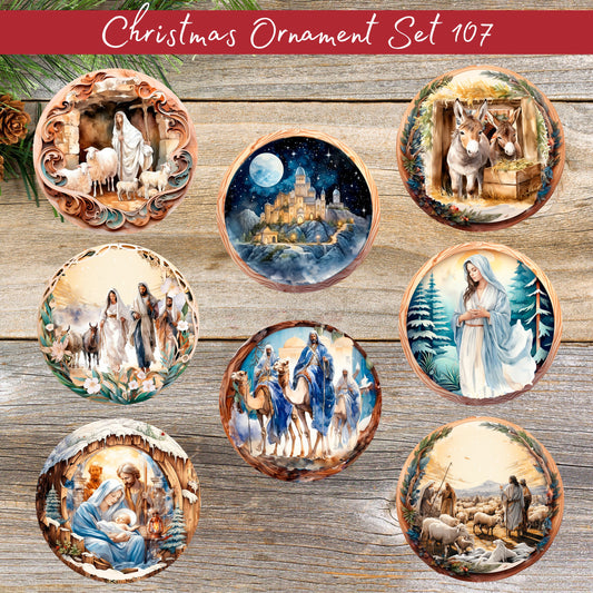 Christmas Nativity Ceramic Ornament 107 Bundle of 8 Ornaments