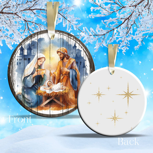 Christmas Nativity Ceramic Ornament 11-10 Manger