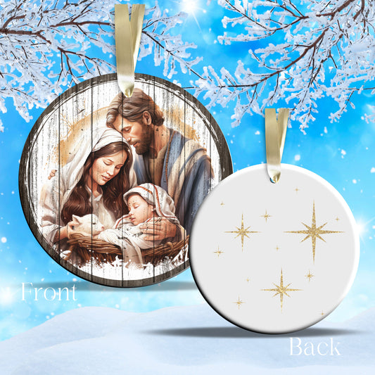 Christmas Nativity Ceramic Ornament 11-11 Joseph Mary Jesus