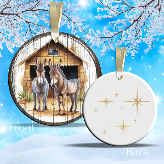 Christmas Nativity Ceramic Ornament 11-14 Donkeys