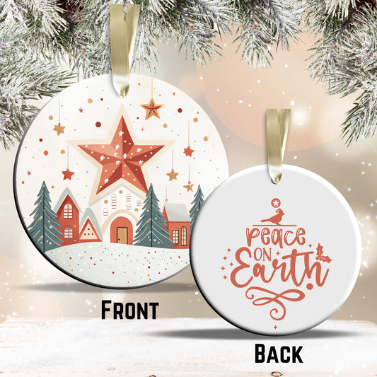 Nordic Watercolor Christmas Ceramic Ornament 43-16 Nativity Star