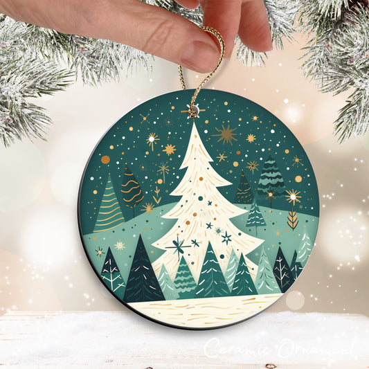 Nordic Watercolor Christmas Ceramic Ornament 43-19 Xmas Tree