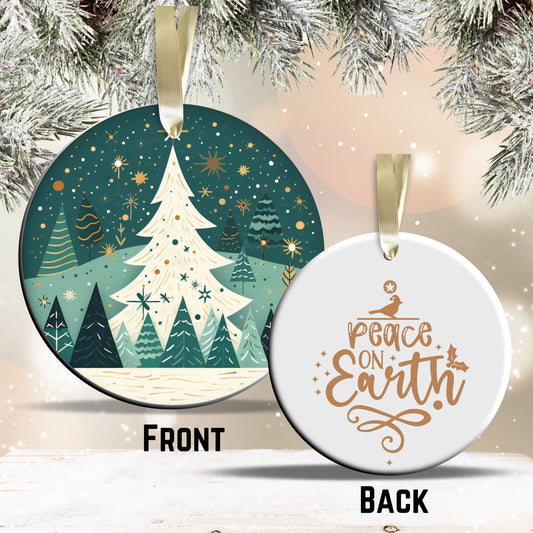 Nordic Watercolor Christmas Ceramic Ornament 43-19 Xmas Tree