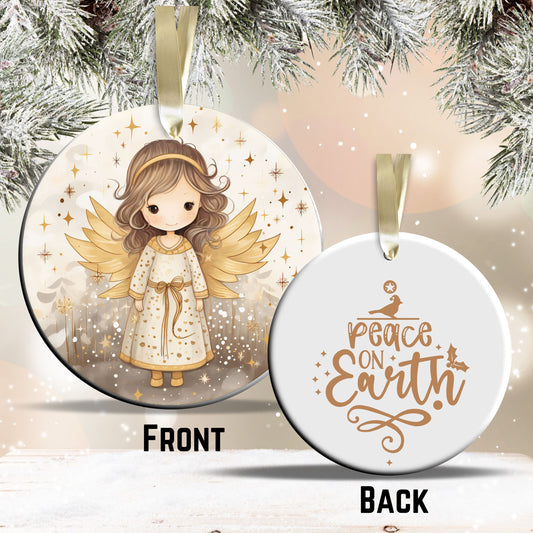 Nordic Watercolor Christmas Ceramic Ornament 43-28 Angel