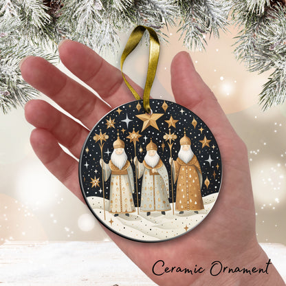 Nordic Watercolor Christmas Ceramic Ornament 43-02 Three Wise Men