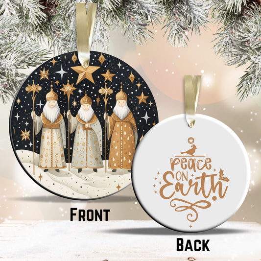 Nordic Watercolor Christmas Ceramic Ornament 43-02 Three Wise Men
