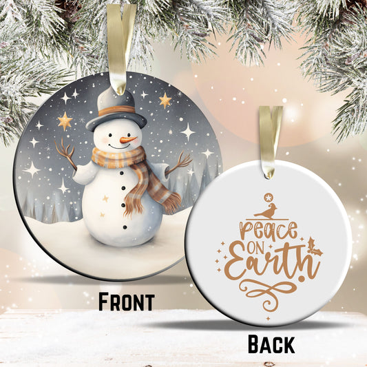 Nordic Watercolor Christmas Ceramic Ornament 43-32 Snowman