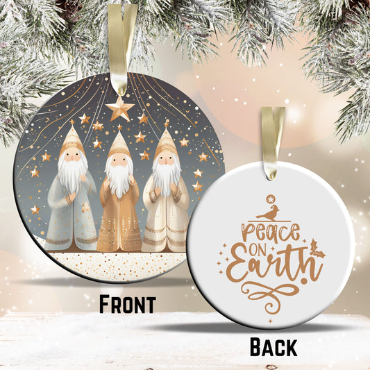 Nordic Watercolor Christmas Ceramic Ornament 43-04 Three Wise Men