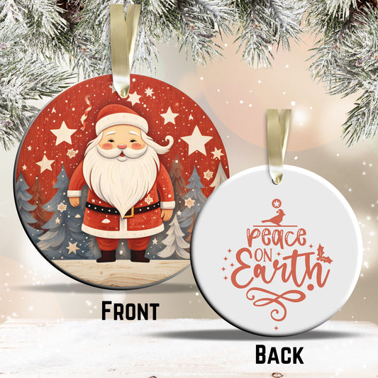 Nordic Watercolor Christmas Ceramic Ornament 43-09 Santa Claus