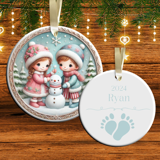 Pastel Nursery Babys First Christmas Ceramic Ornament Bauble 56-02