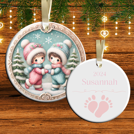 Pastel Nursery Babys First Christmas Ceramic Ornament Bauble 56-03