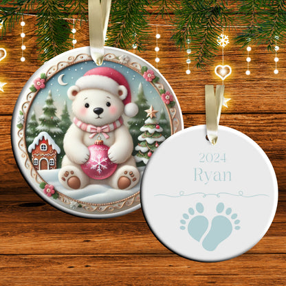 Pastel Nursery Babys First Christmas Ceramic Ornament Bauble 56-05