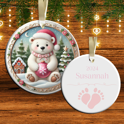 Pastel Nursery Babys First Christmas Ceramic Ornament Bauble 56-05