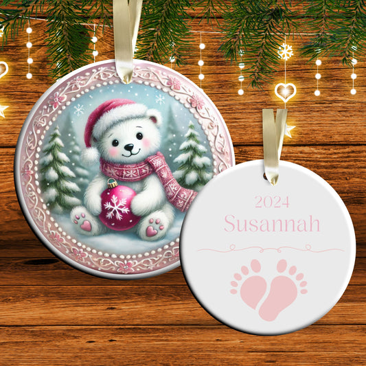 Pastel Nursery Babys First Christmas Ceramic Ornament Bauble 56-09