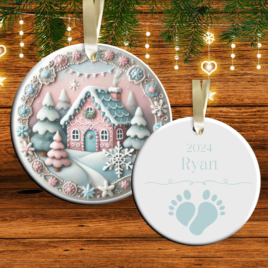 Pastel Nursery Babys First Christmas Ceramic Ornament Bauble 56-10