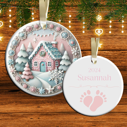 Pastel Nursery Babys First Christmas Ceramic Ornament Bauble 56-10
