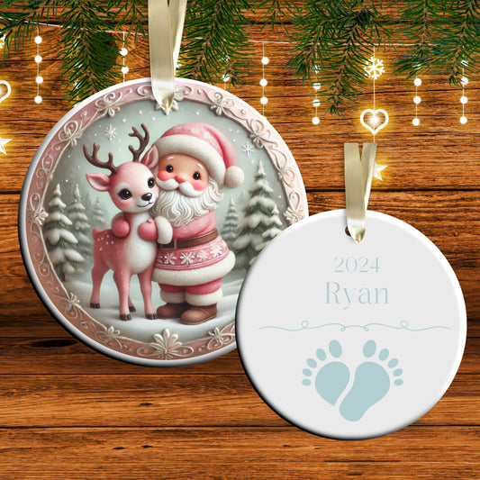 Pastel Nursery Babys First Christmas Ceramic Ornament Bauble 56-13
