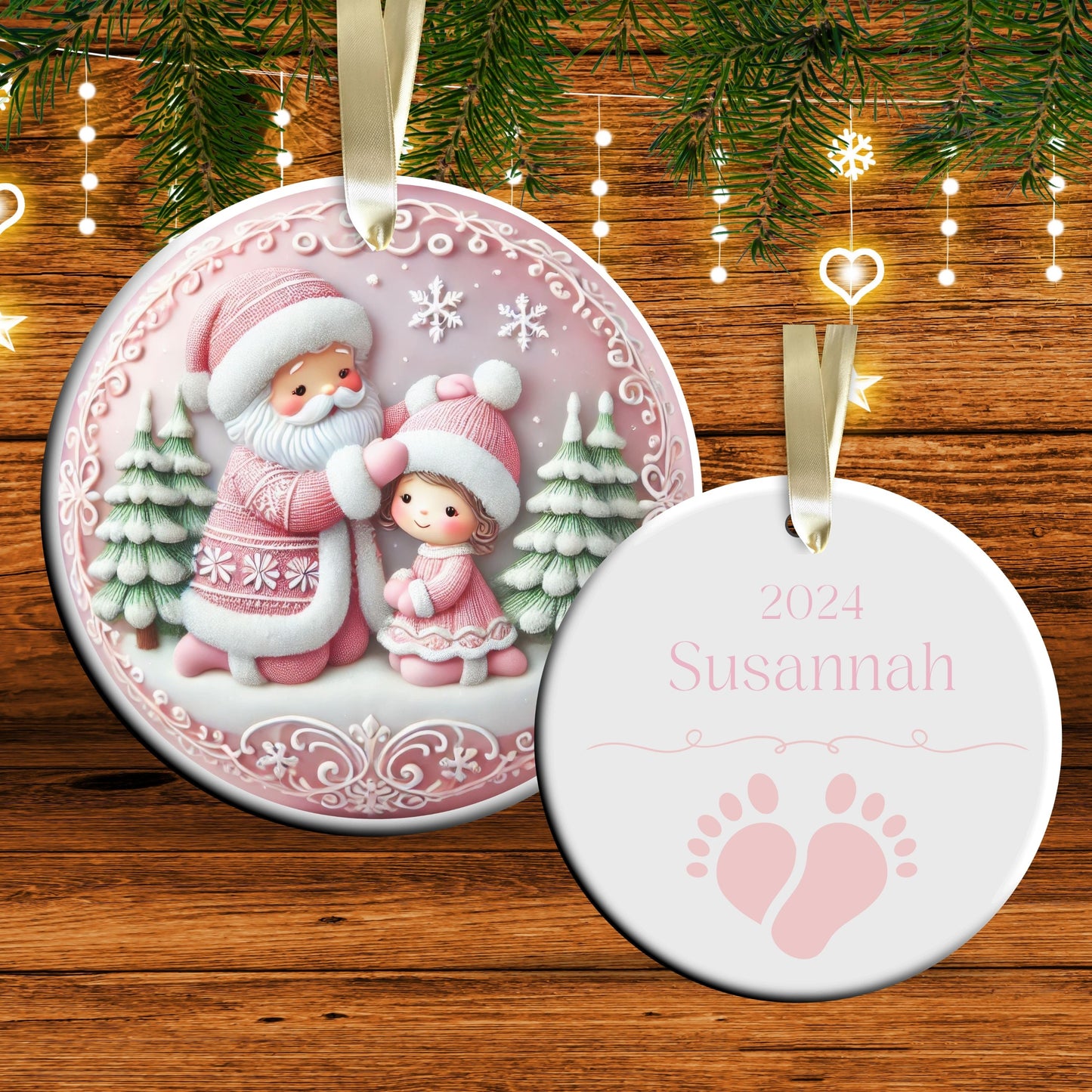 Pastel Nursery Babys First Christmas Ceramic Ornament Bauble 56-14