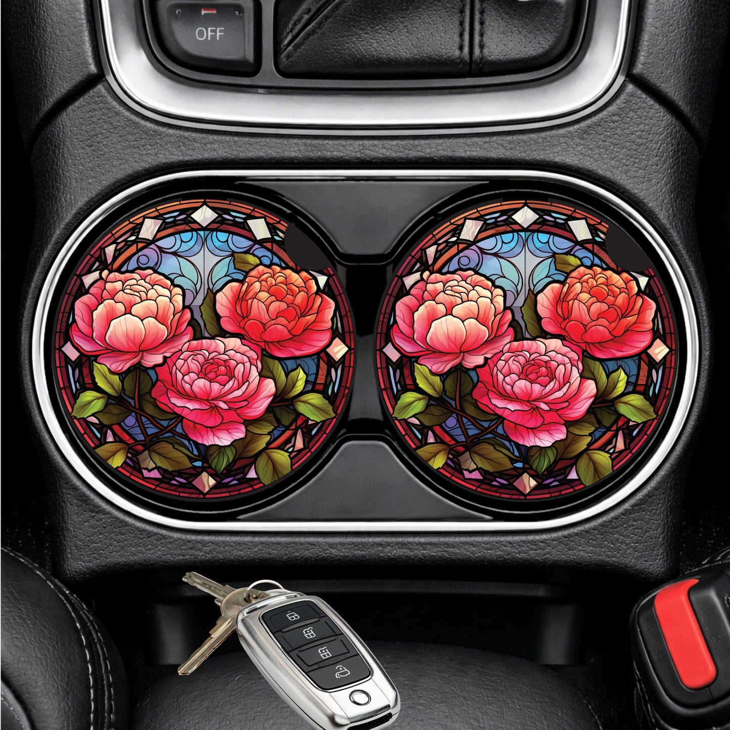 TEST MASTER Set of 2 Ceramic Cup Holder Inserts Non-Slip Car Accessories