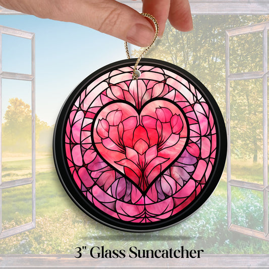 Glass Suncatcher Stained Glass 97-04 Valentine Heart