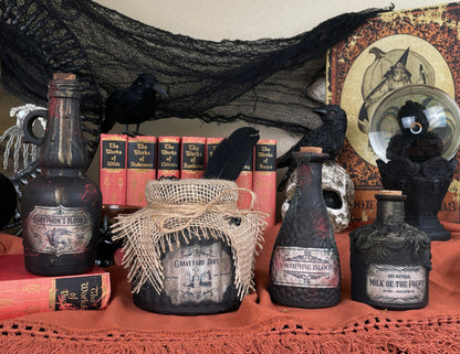 Handmade Halloween Potion Bottles Set 10