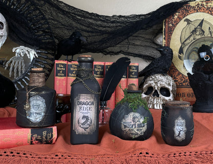 Handmade Halloween Potion Bottles Set 24
