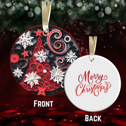 Red 3D Christmas Ceramic Ornament 06-05