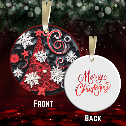 Red 3D Christmas Ceramic Ornament 06-05