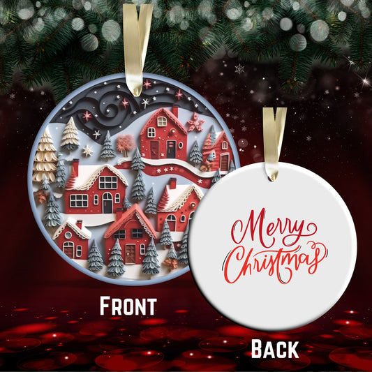 Red 3D Christmas Ceramic Ornament 06-07