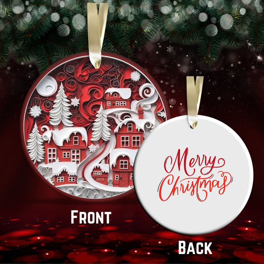 Red 3D Christmas Ceramic Ornament 06-08