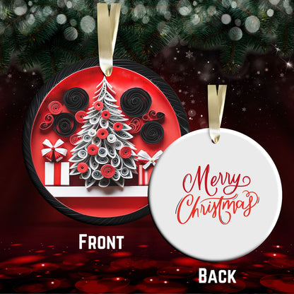 Red 3D Christmas Tree Ceramic Ornament 06-12