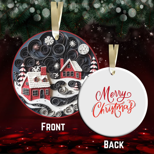 Red 3D Christmas Ceramic Ornament 06-14