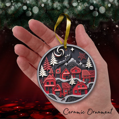 Red 3D Christmas Ceramic Ornament 06-15