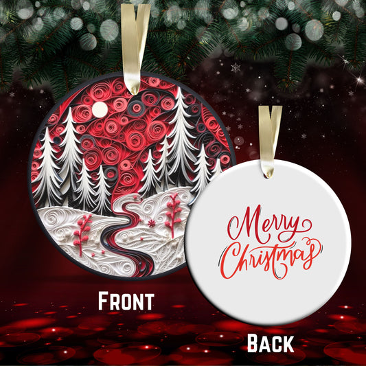 Red 3D Christmas Ceramic Ornament 06-16