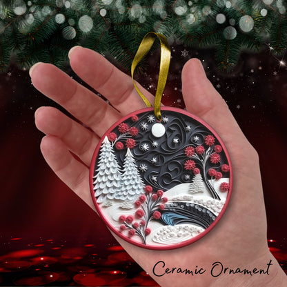 Red 3D Christmas Ceramic Ornament 06-17