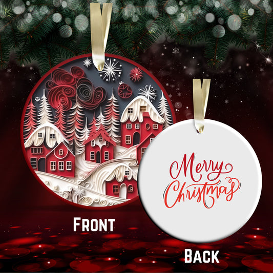 Red 3D Christmas Ceramic Ornament 06-19